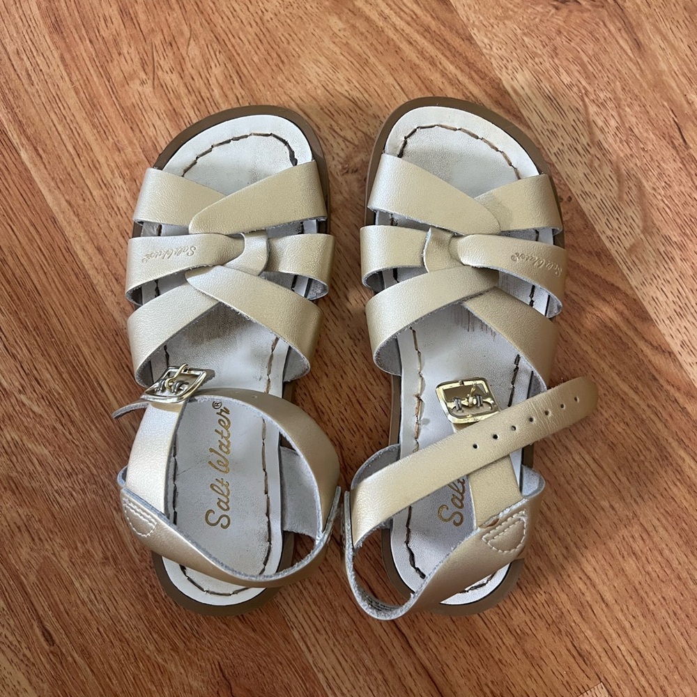 Saltwater Sandals - Gold Size 12 Big Kid